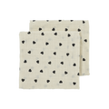 Hydrofiele doeken pre-washed Sweet Heart Soft Sand/Black 70x70cm, 2-Pack