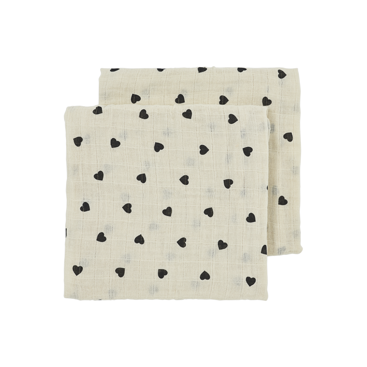 Hydrofiele doeken pre-washed Sweet Heart Soft Sand/Black - 120x120cm 2-Pack