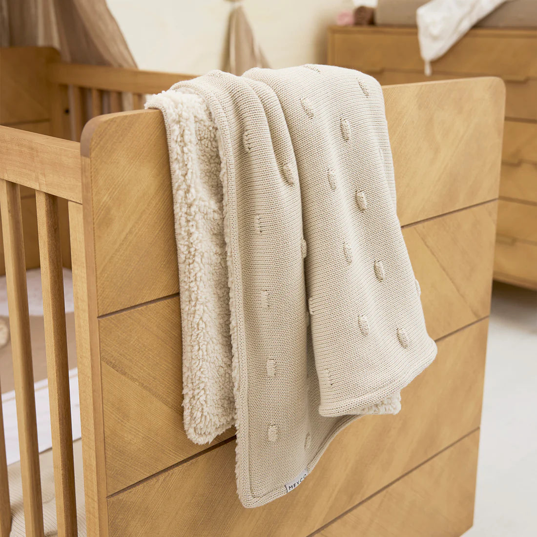 Deken Knots teddy Soft sand 75x100cm