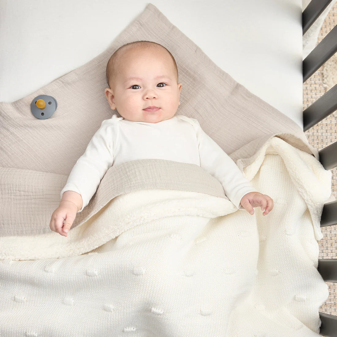 Deken Knots Teddy - Offwhite 75x100cm