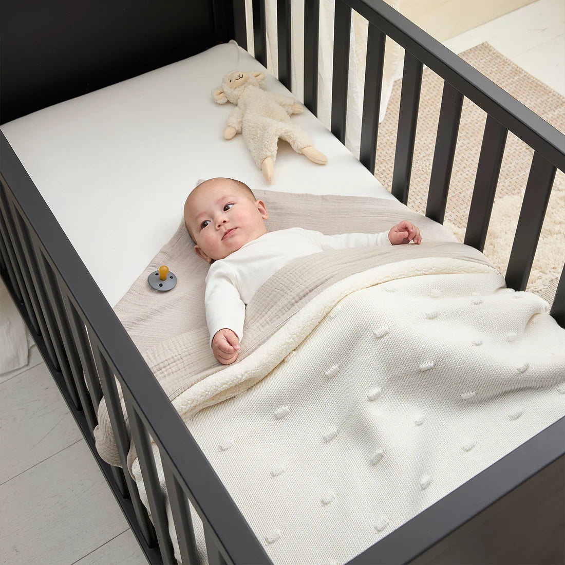 Deken Knots Teddy - Offwhite 75x100cm