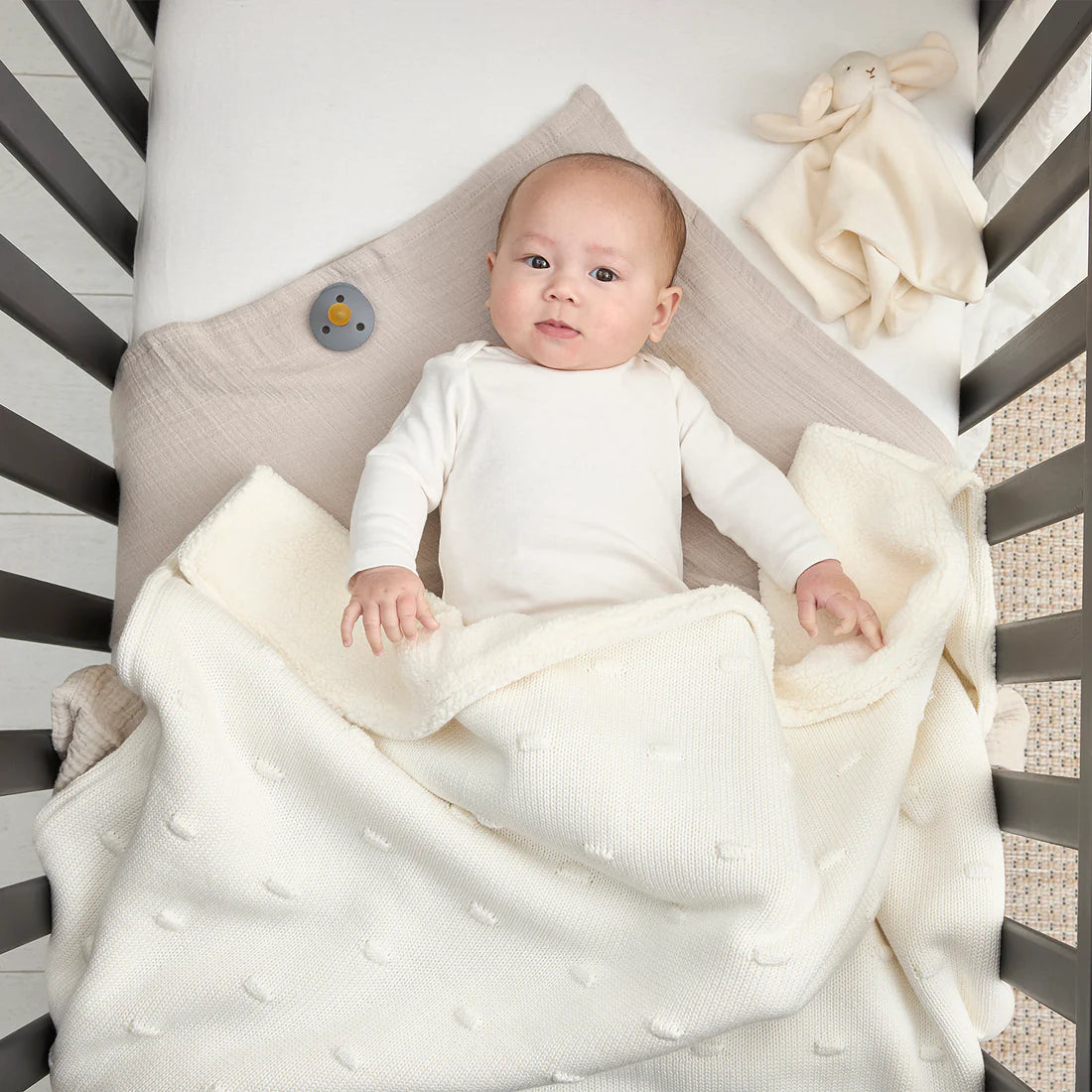 Deken Knots Teddy - Offwhite 75x100cm