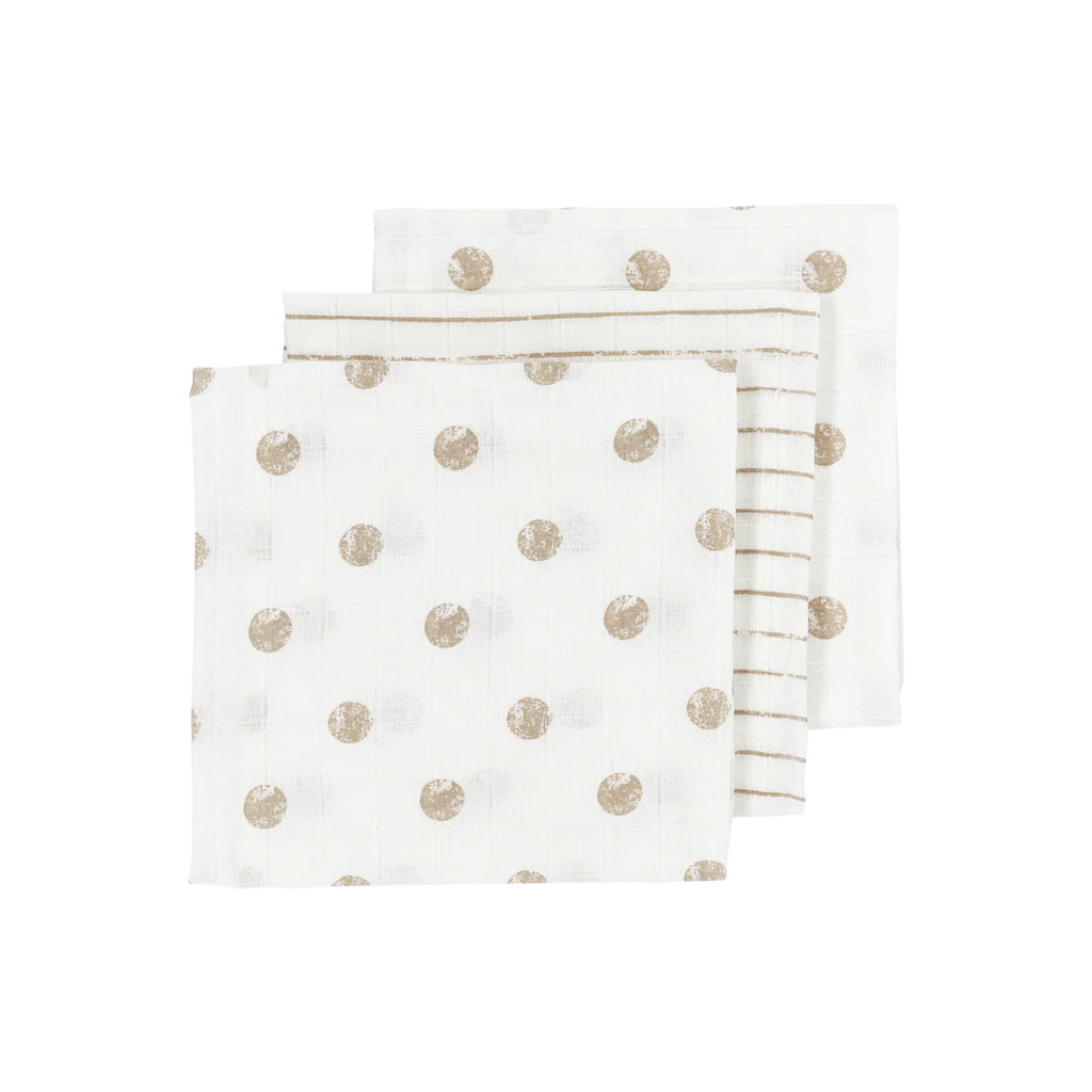 Hydrofiele Doeken - Dot Stripe Sand 70x70cm 3-Pack