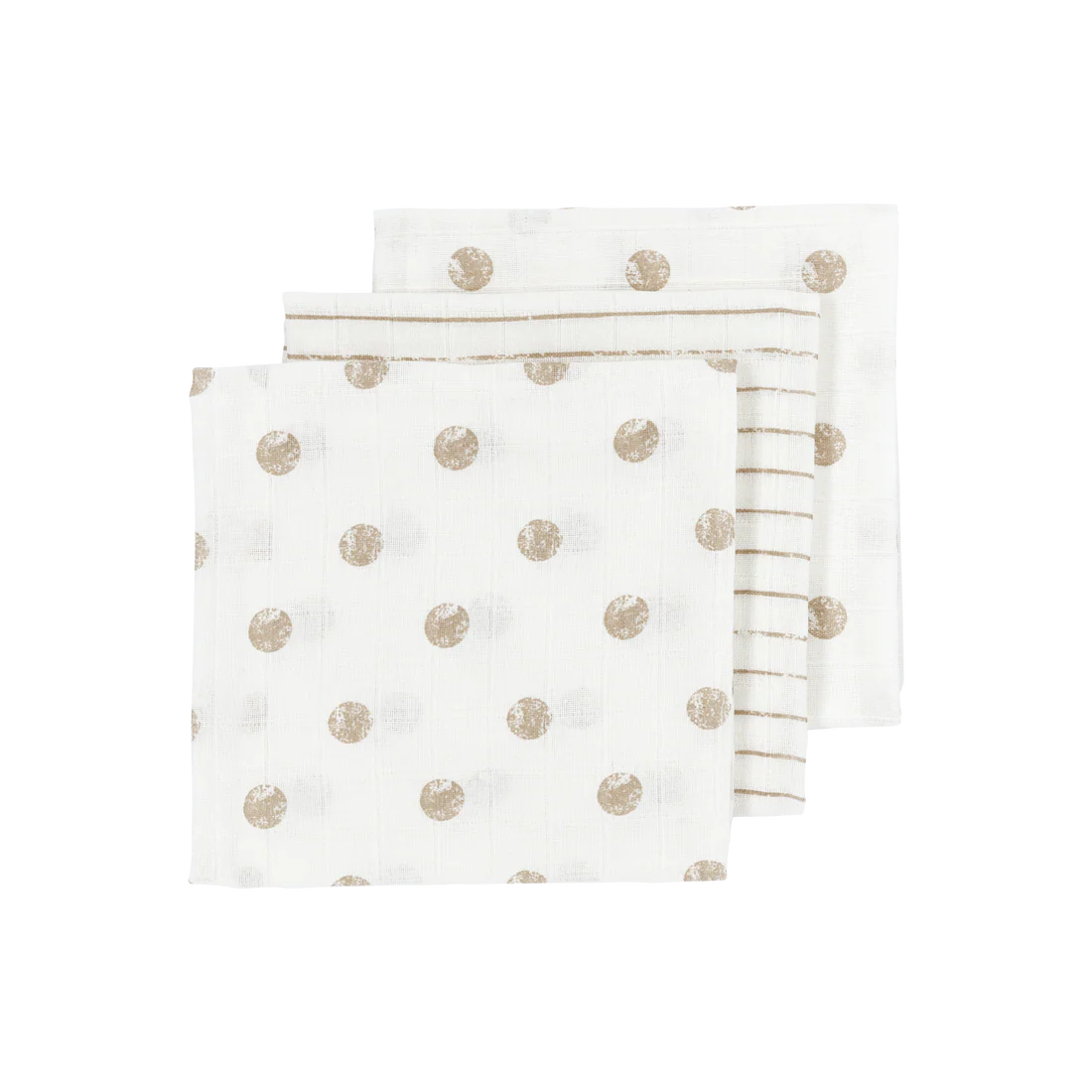 Hydrofiele Doeken - Dot Stripe Sand 70x70cm 3-Pack