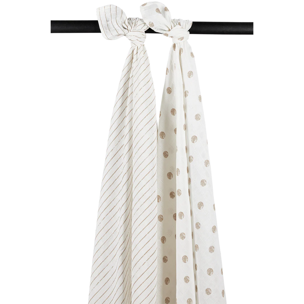 Hydrofiele Doeken - Dot Stripe Sand 120x120cm 2-Pack