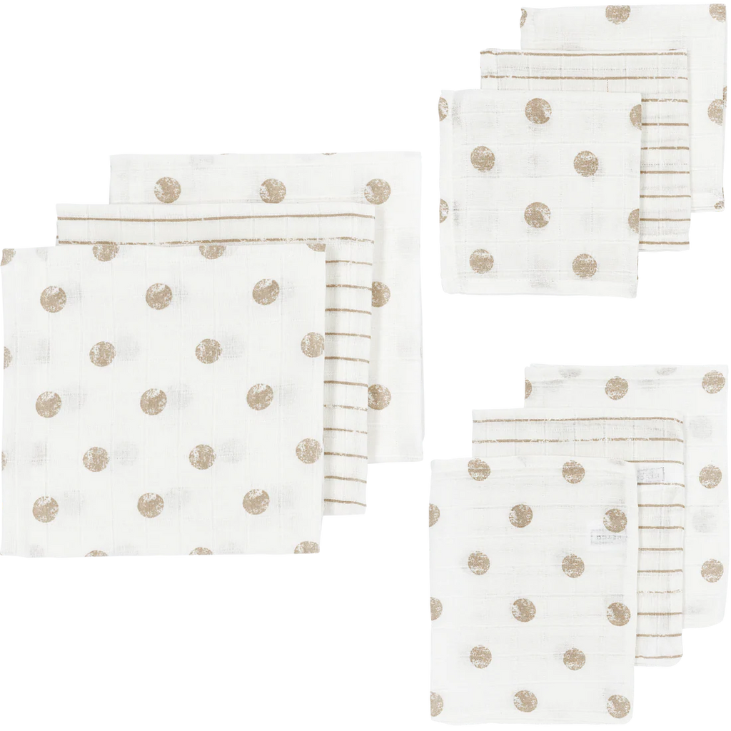 Hydrofiele Doeken - Dot Stripe Sand- Starterset 9-Pack
