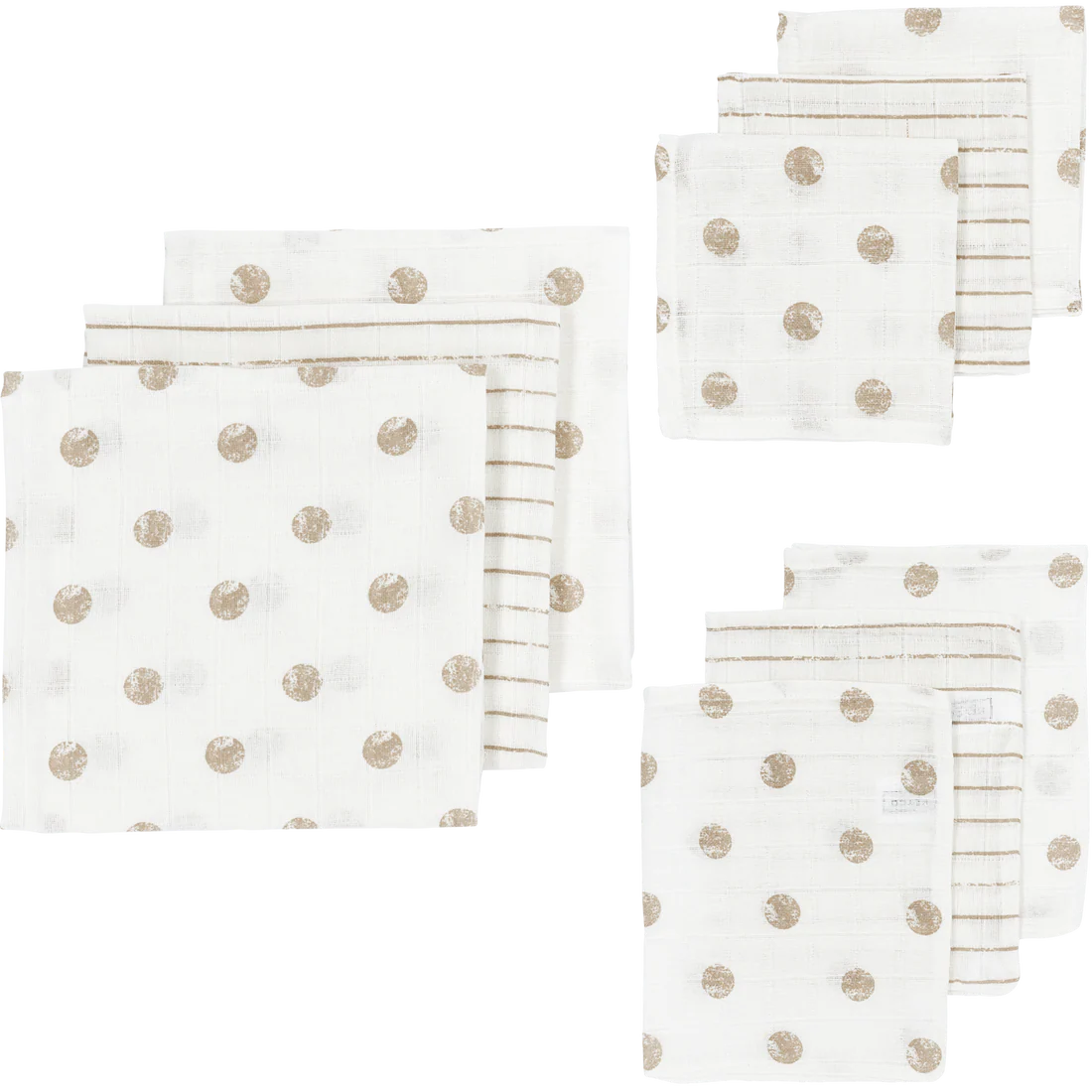 Hydrofiele Doeken - Dot Stripe Sand- Starterset 9-Pack