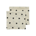 Hydrofiele doeken pre-washed Sweet Heart Soft Sand/Black 30x30cm, 2-Pack