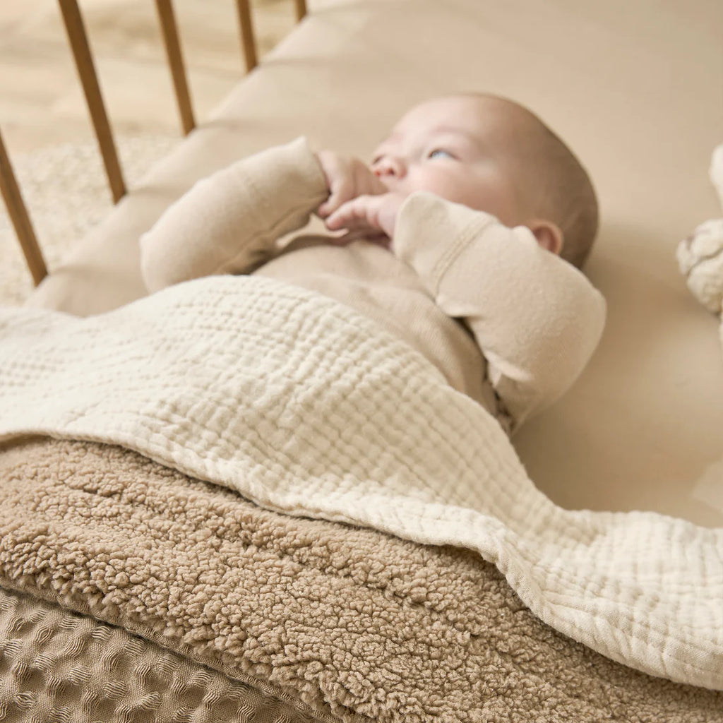 Deken Waffle Teddy - Taupe 100x150cm