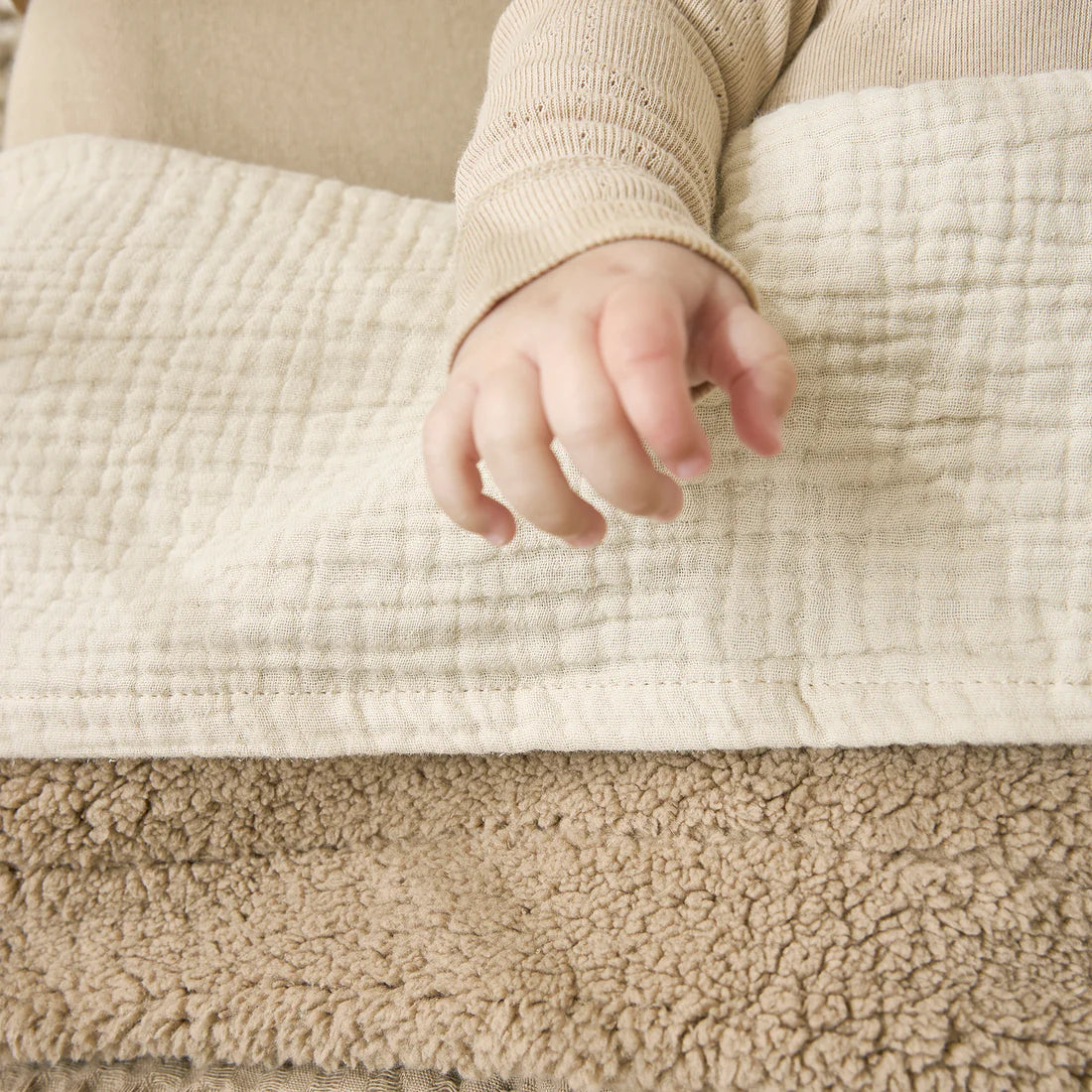 Deken Waffle Teddy - Taupe 100x150cm