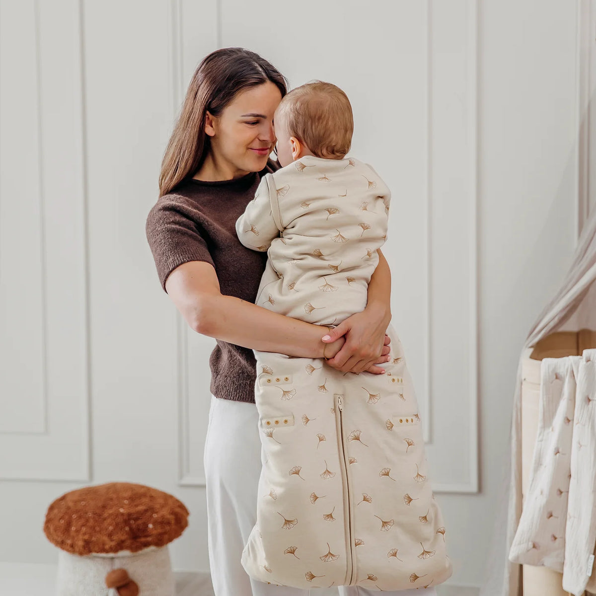 Studio slaapzak 4-seizoenen deluxe interlock jersey - Ginkgo Soft sand - One size