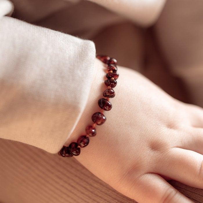 Barnsteen armband - Cognac - 14 cm