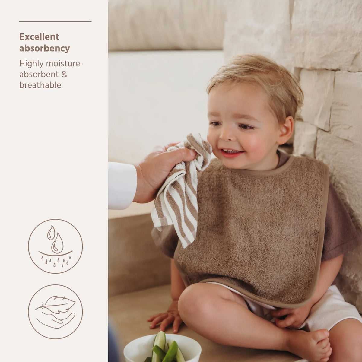 Monddoekjes badstof jacquard - Fat Stripe Taupe