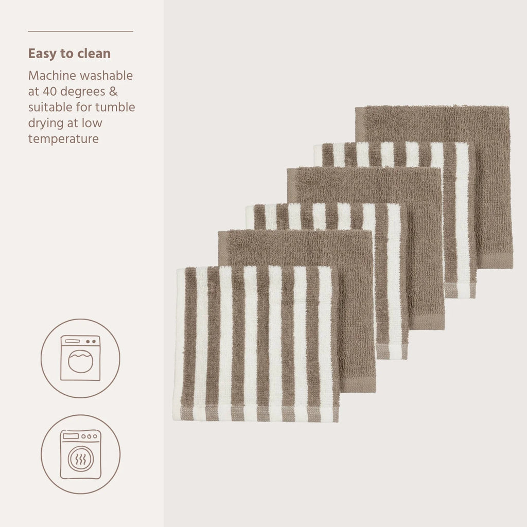 Monddoekjes badstof jacquard - Fat Stripe Taupe