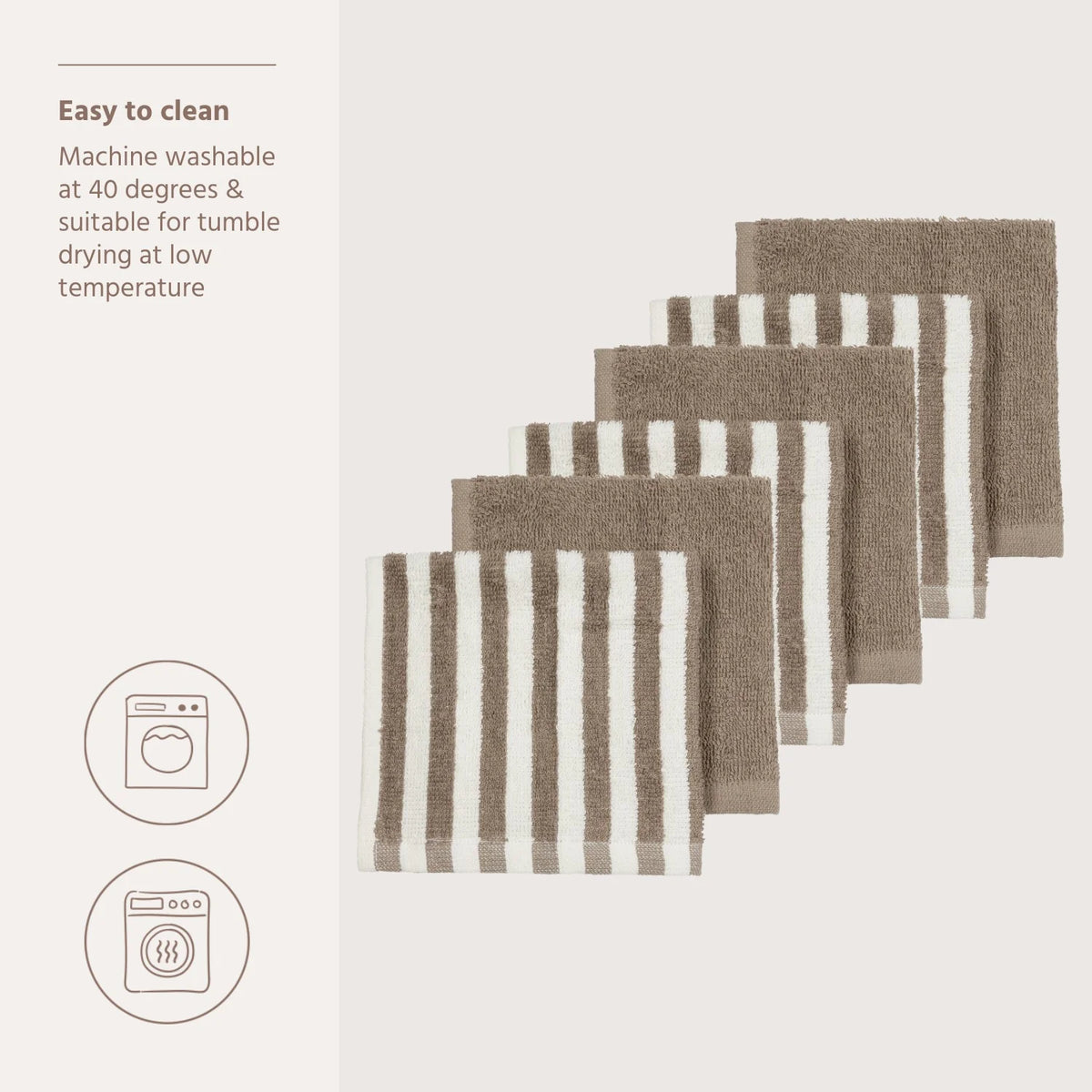 Monddoekjes badstof jacquard - Fat Stripe Taupe