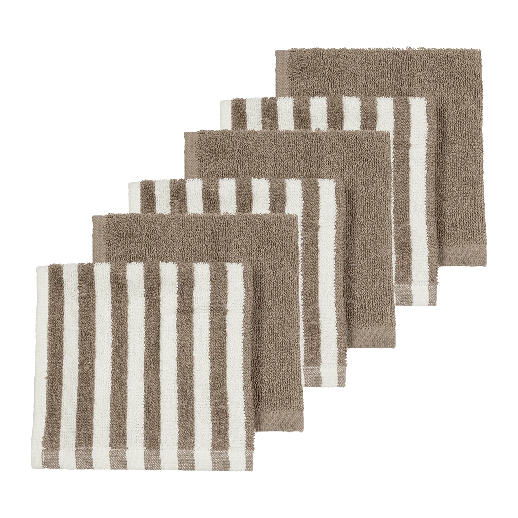 Monddoekjes badstof jacquard - Fat Stripe Taupe
