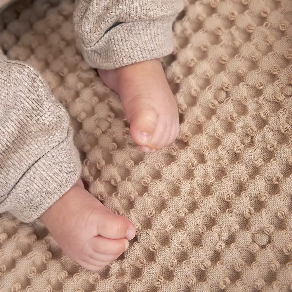 Deken Waffle Teddy - Sand 75x100cm