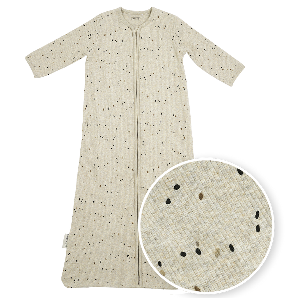 Slaapzak ongevoerd met vaste mouw Rib Mini spot Sand Melange 70cm