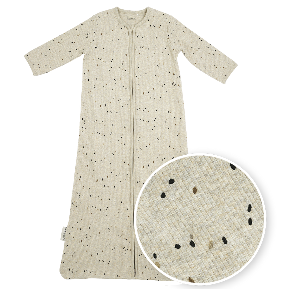 Slaapzak ongevoerd met vaste mouw Rib Mini spot Sand Melange 70cm