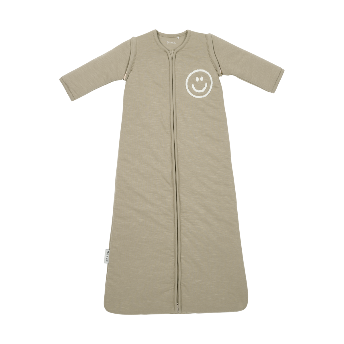 Slaapzak afritsbare mouw Slub Smile Taupe/Offwhite 70cm