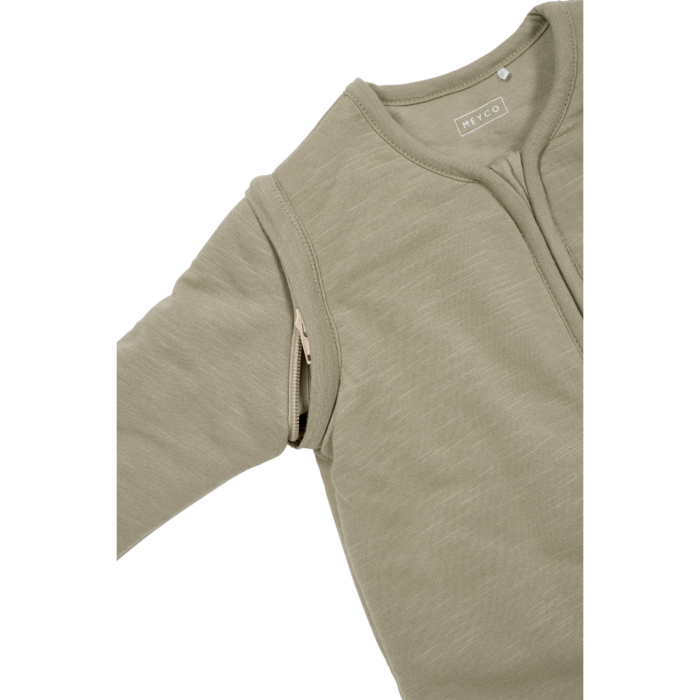 Slaapzak afritsbare mouw Slub Smile Taupe/Offwhite 70cm