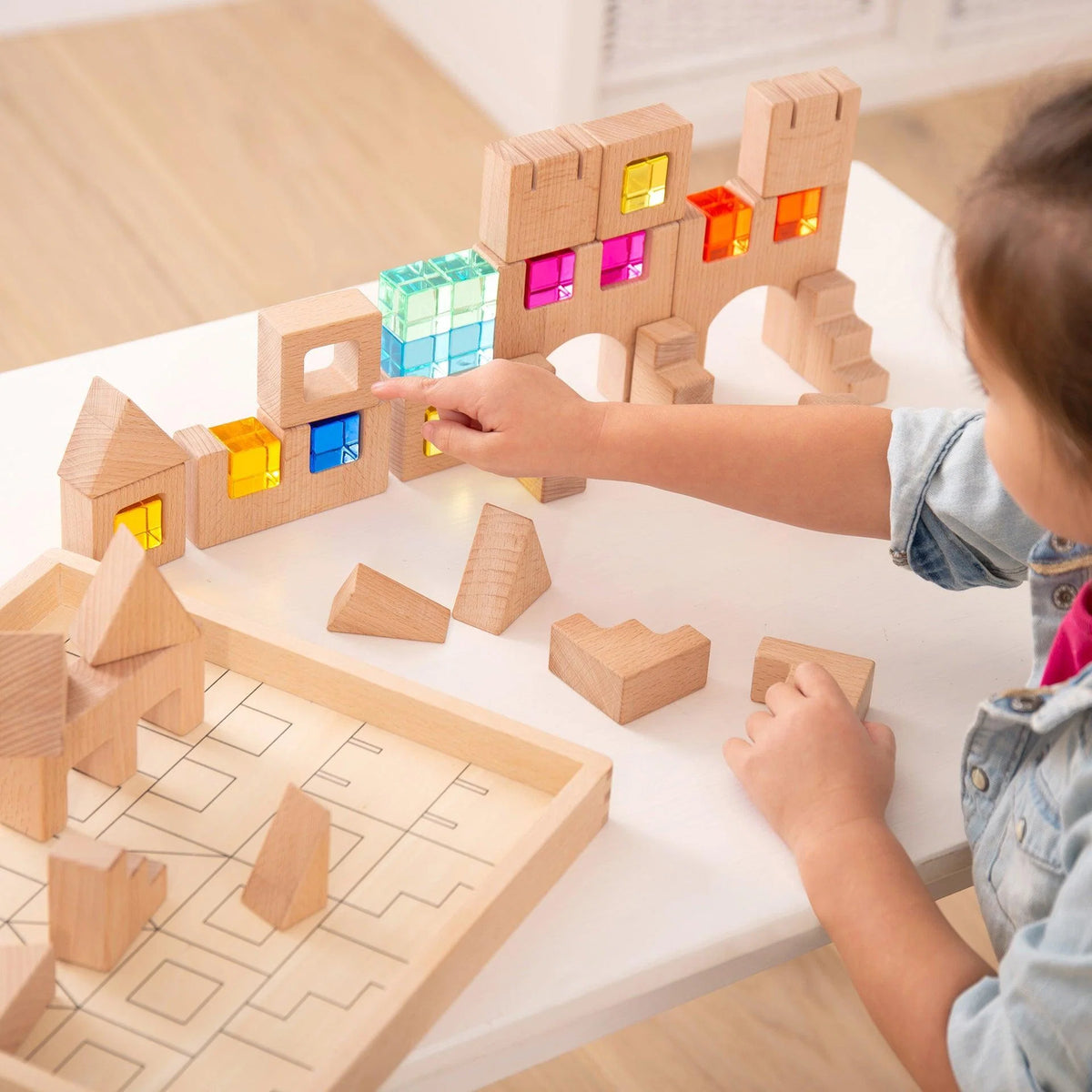Tickit Houten bouwstenen met edelstenen