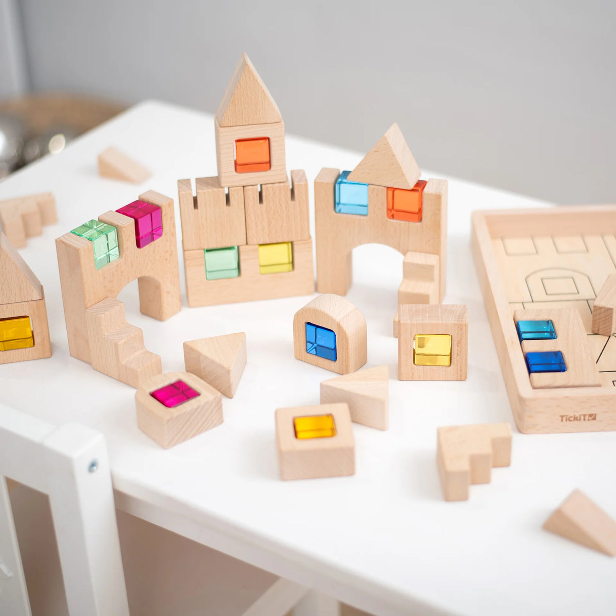 Tickit Houten bouwstenen met edelstenen
