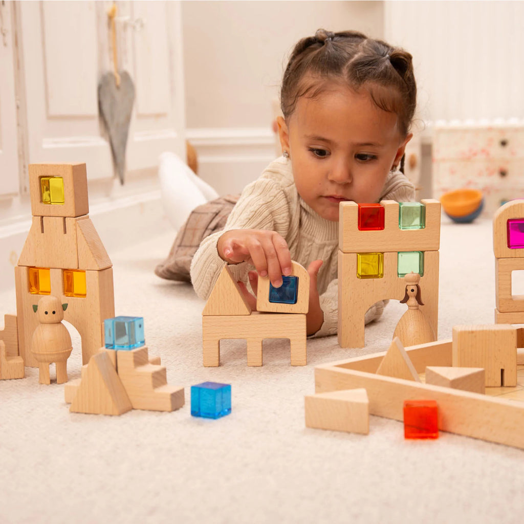Tickit Houten bouwstenen met edelstenen