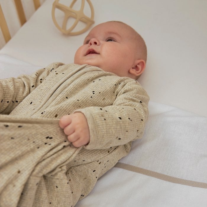 Slaapzak ongevoerd met vaste mouw Rib Mini spot Sand Melange 70cm