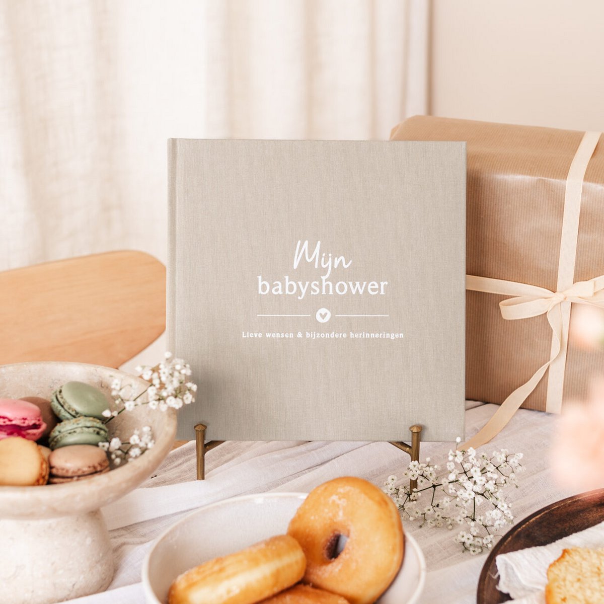Mijn babyshower boek - Linnen Taupe