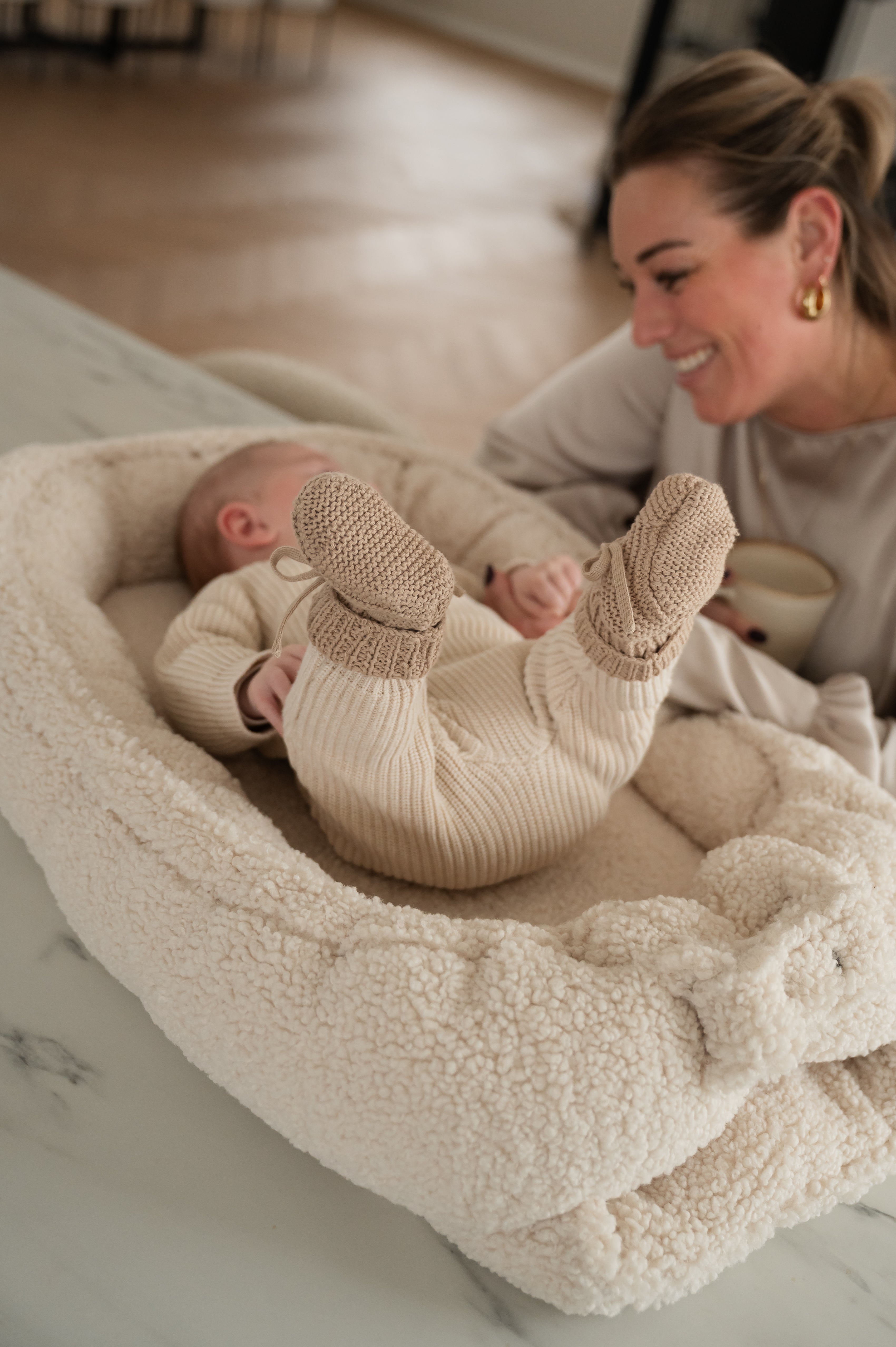 Slofjes gebreid taupe