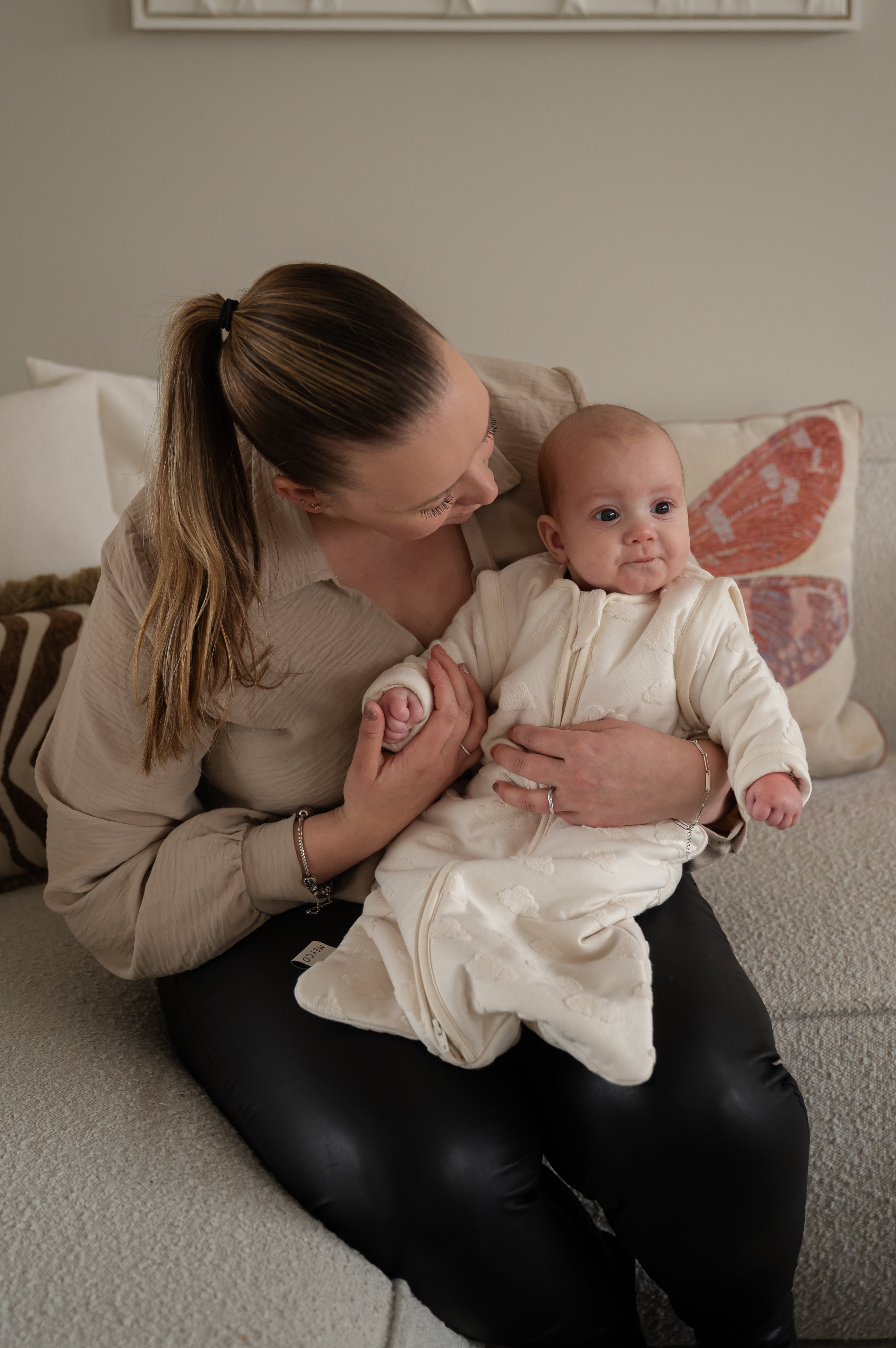 Studio slaapzak gevoerd afritsbare mouw jacquard badstof - Natural