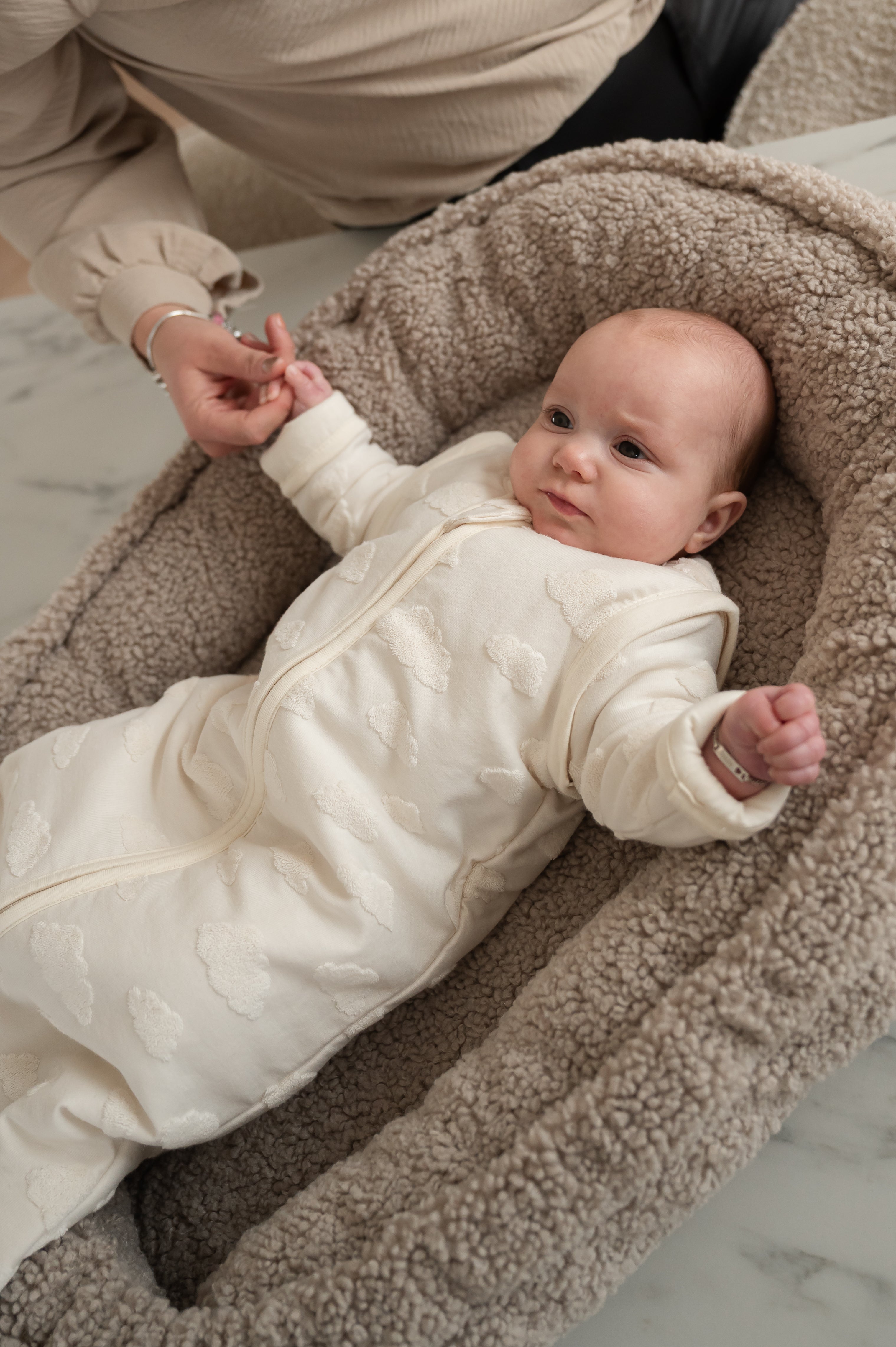 Studio slaapzak gevoerd afritsbare mouw jacquard badstof - Natural