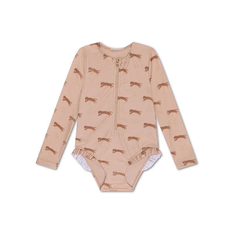 UV Badpak Meisjes Met Mouwen - Bruin - Roamer
