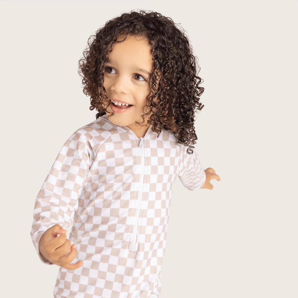 UV Zwempak Jongens - Beige/Wit - Checkmate