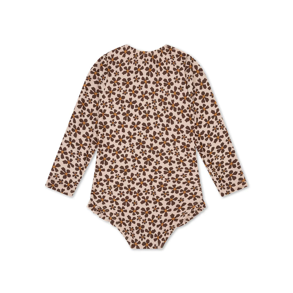 UV Badpak Meisjes Met Lange Mouwen - Oranje - Wild Flower