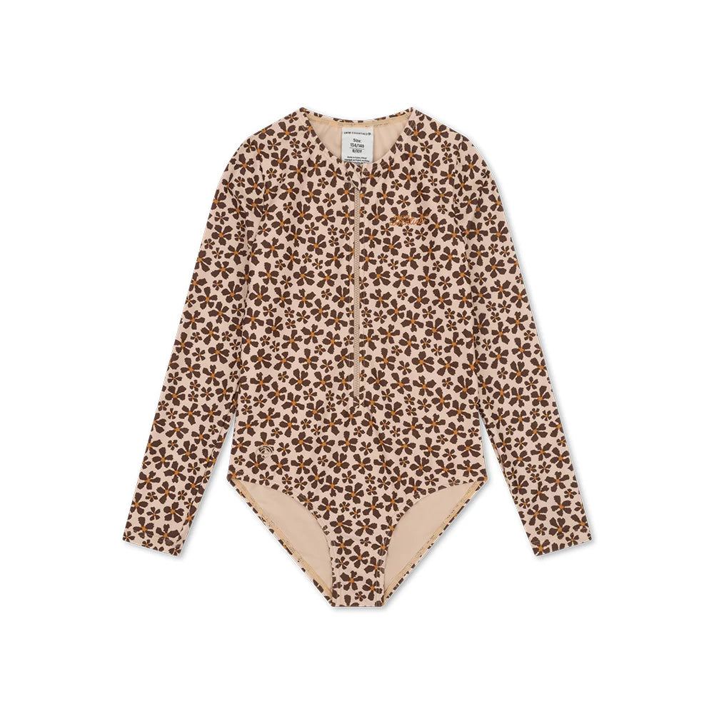 UV Badpak Meisjes Met Lange Mouwen - Oranje - Wild Flower