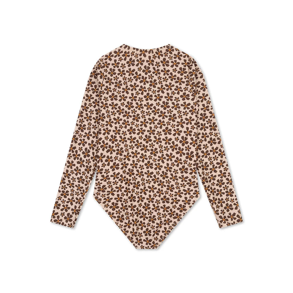 UV Badpak Meisjes Met Lange Mouwen - Oranje - Wild Flower