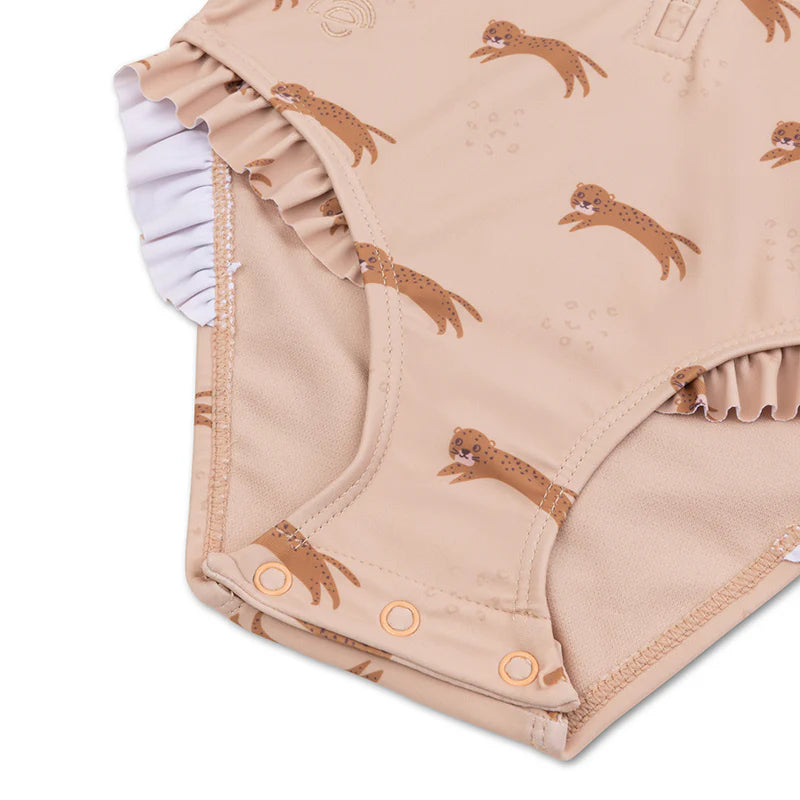UV Badpak Meisjes Met Mouwen - Bruin - Roamer