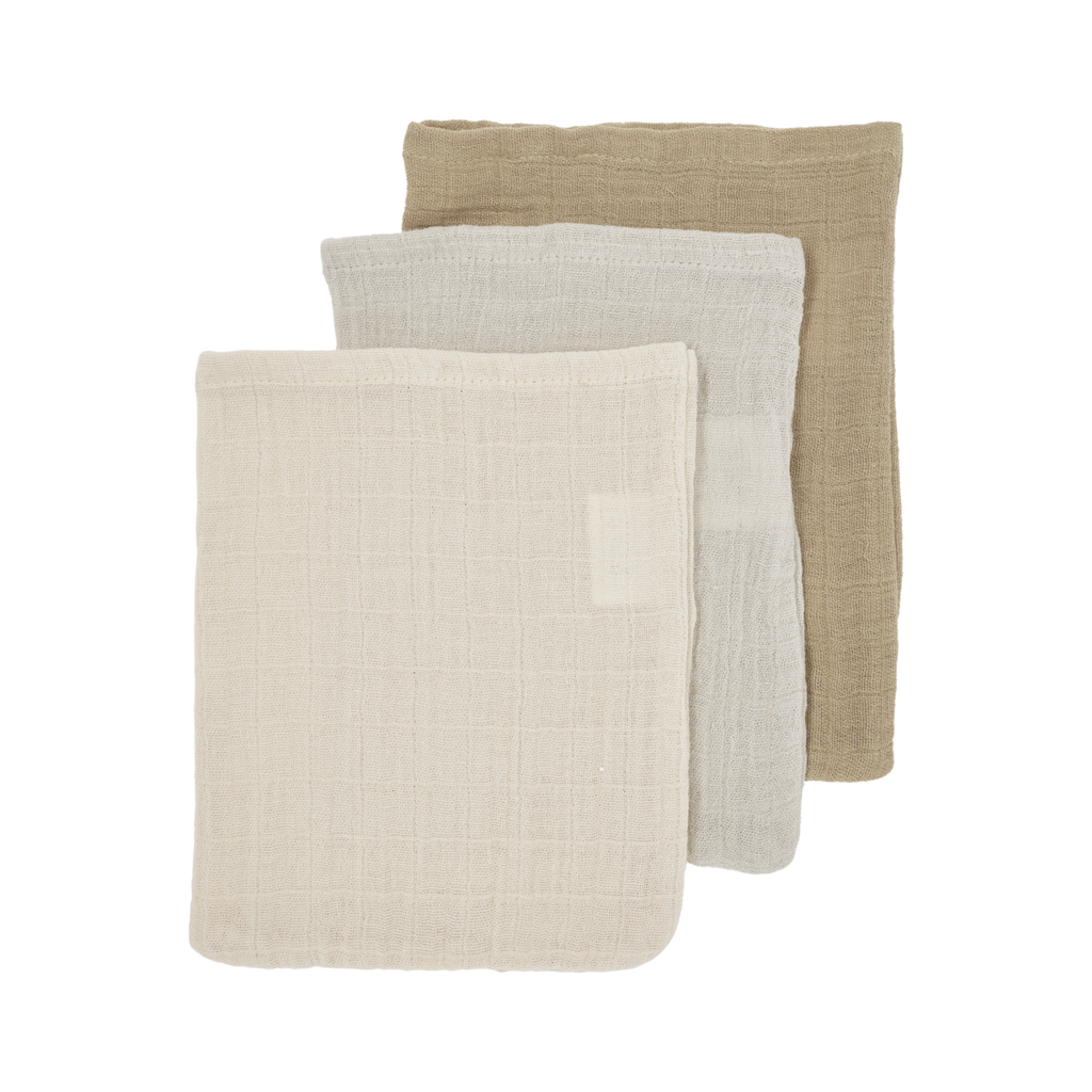 Hydrofiele doeken pre-washed Soft Sand/Greige/Taupe - 30x30cm - 3-Pack