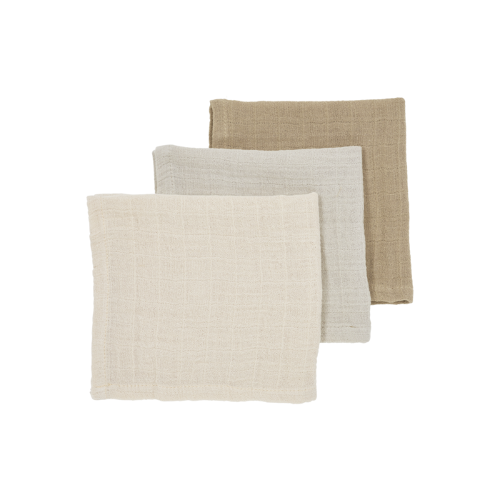 Hydrofiele doeken pre-washed Soft Sand/Greige/Taupe - 30x30cm - 3-Pack
