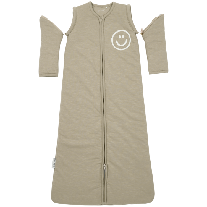 Slaapzak afritsbare mouw Slub Smile Taupe/Offwhite 70cm