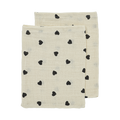 Hydrofiele doeken pre-washed Sweet Heart Soft Sand/Black 20x17cm - 2-Pack