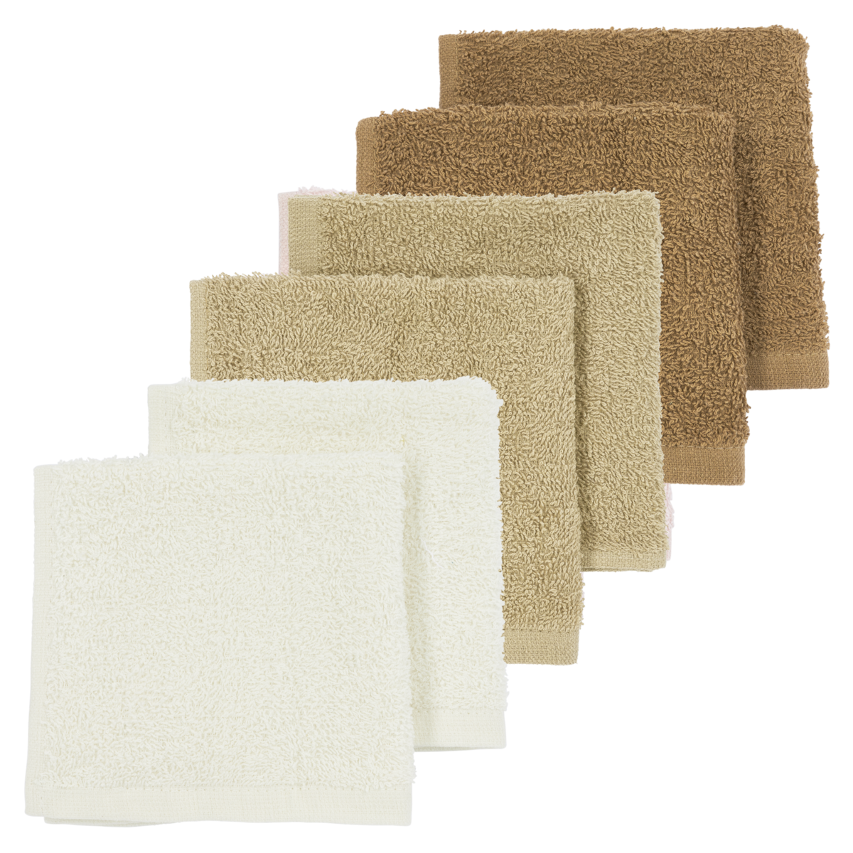 Monddoekjes badstof Offwhite/Sand/Toffee 30x30cm - 6-Pack