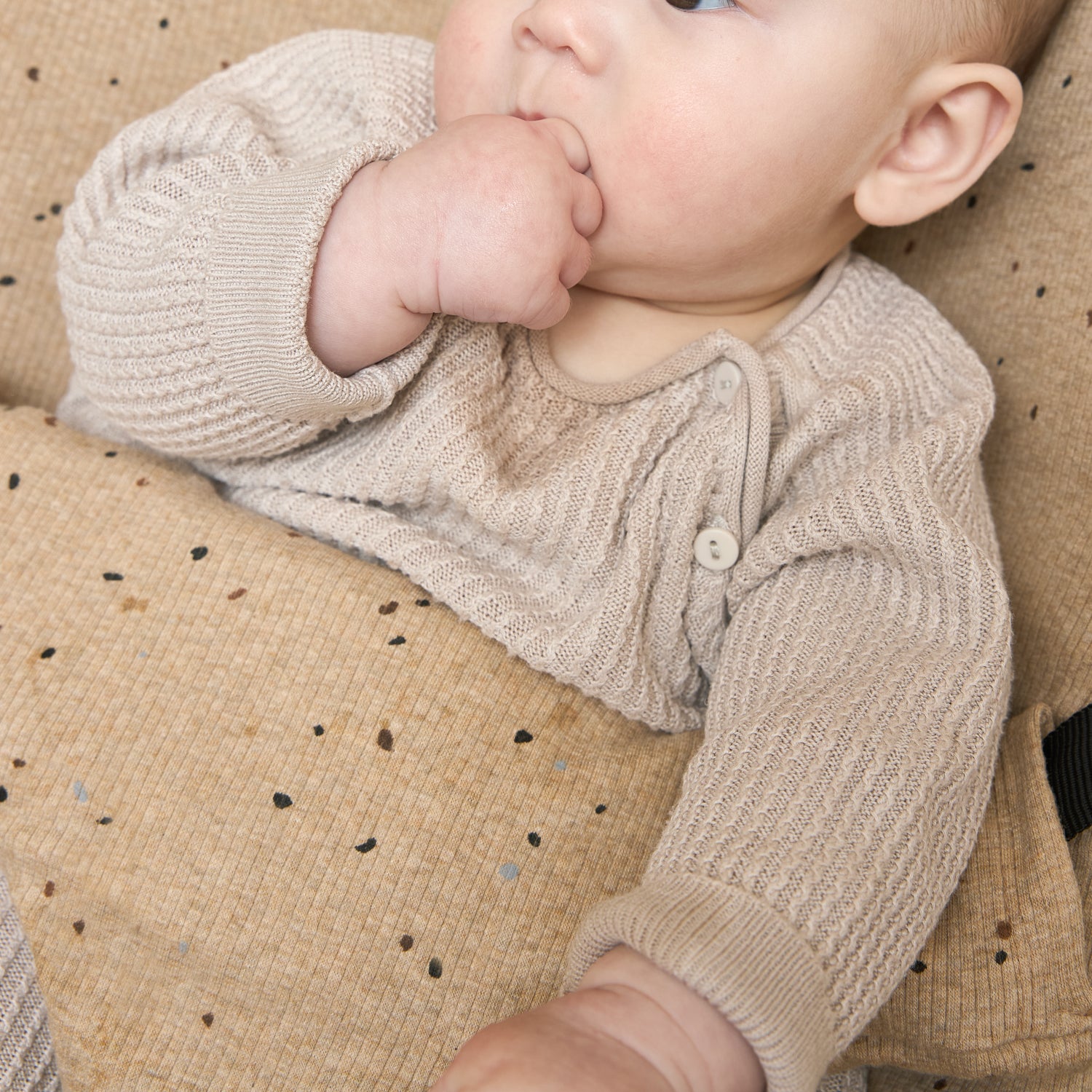 Wipstoelhoes Rib Mini spot Toffee Melange one size